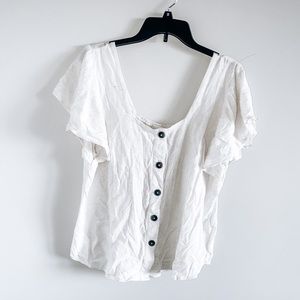 Universal Thread | White Button Down Short Sleeve Flowy Top | XL